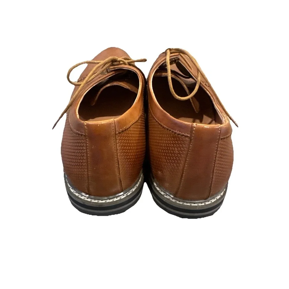 Joseph Abboud Daytona‎ Brown Textured Leather Oxford Size 12